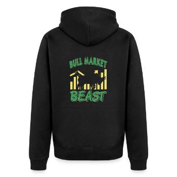 Bull Market Beast Cool Investor T-Shirt Present - Unisex Premium Organic Zip Hoodie - black - Back - Nico (187cm)