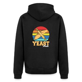 Yeast Mode Funny Retro Baker T-Shirt Present Gift - Unisex Premium Bio Zip Hoodie - Schwarz - Hinten - Nico (187cm)