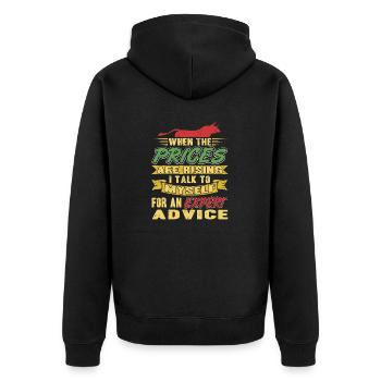 I Talk To Myself For An Expert Advice Funny - Unisex Premium Organic Zip Hoodie - black - Back - Nico (187cm)