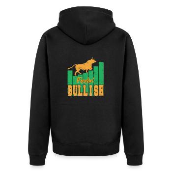 Feelin' Bullish Awesome Vintage Investor Design - Unisex Premium Organic Zip Hoodie - black - Back - Nico (187cm)