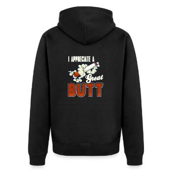 J’apprécie un super t-shirt fumeur drôle de fesses - Veste à capuche bio Premium Unisexe - noir - Dos - Nico (187cm)