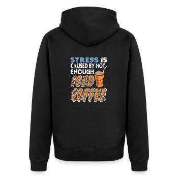 Le stress est causé par un manque de café glacé - Veste à capuche bio Premium Unisexe - noir - Dos - Nico (187cm)