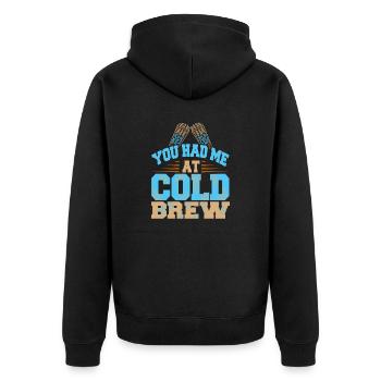 Vous m’avez eu à Cold Brew Funny Iced Coffee Lover - Veste à capuche bio Premium Unisexe - noir - Dos - Nico (187cm)
