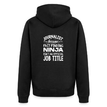 Journalist Journalism Newsperson - Unisex Premium Bio Zip Hoodie - Schwarz - Hinten - Nico (187cm)