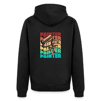 Painter Painting Silhouette - Unisex Premium Bio Zip Hoodie - Schwarz - Hinten - Nico (187cm)