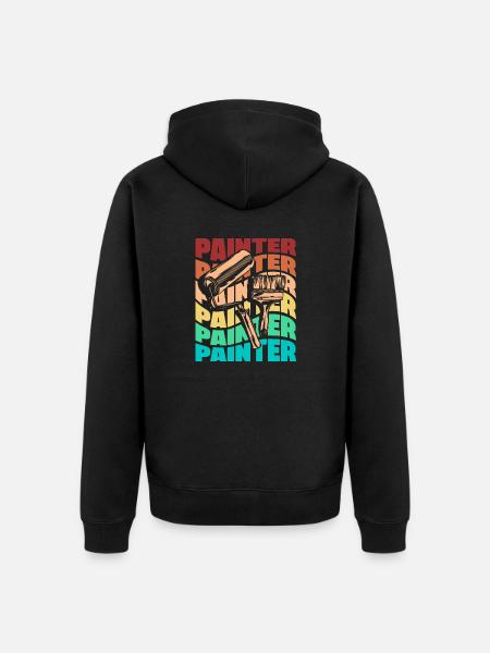 Painter Painting Silhouette - Unisex Premium Organic Zip Hoodie - black