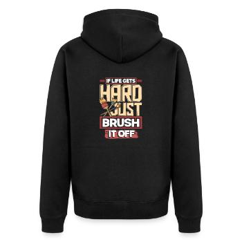 Painter Painting If Life Gets Hard Just Brush It - Unisex Premium Organic Zip Hoodie - black - Back - Nico (187cm)