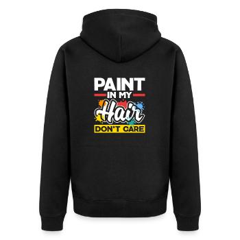 Peintre Peinture Peinture Dans Mes Cheveux Je m’en fiche - Veste à capuche bio Premium Unisexe - noir - Dos - Nico (187cm)