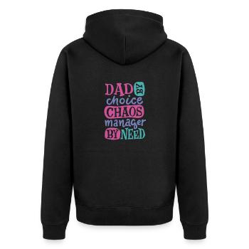 Papa-Chaos-Manager Papa-Chaos-Manager Geschenk Ins - Unisex Premium Bio Zip Hoodie - Schwarz - Hinten - Nico (187cm)