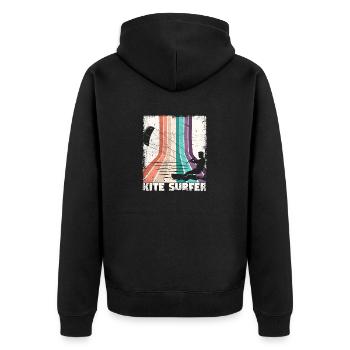 Kite Surfer Vintage Kite Surfing Sport Retro Wind - Unisex Premium Organic Zip Hoodie - black - Back - Nico (187cm)
