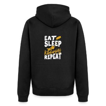 Fun Kite Surfer Windsurfing Food Sleep - Unisex Premium Organic Zip Hoodie - black - Back - Nico (187cm)