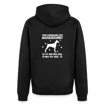 Süßes Dobermann Hundeliebhaber lustig Hunde Spruch - Unisex Premium Bio Zip Hoodie - Schwarz - Hinten - Nico (187cm)