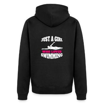 Schwimmerin Mädchen Mom Schwimmen Frau Schwimmer - Unisex Premium Bio Zip Hoodie - Schwarz - Hinten - Nico (187cm)