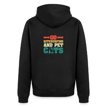 Aller Kitesurf Pet Cats Kitesurfer Cat - Veste à capuche bio Premium Unisexe - noir - Dos - Nico (187cm)