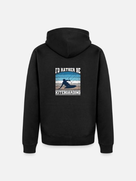 I'd rather Kiteboarding Funny Kitesurfing - Unisex Premium Organic Zip Hoodie - black