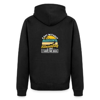 Funny Kiteboarding Ocean Surfer Ein Tag ohne Kite - Unisex Premium Bio Zip Hoodie - Schwarz - Hinten - Nico (187cm)