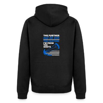 The further out on the sea, the further I am - Unisex Premium Organic Zip Hoodie - black - Back - Nico (187cm)