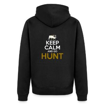 Keep Calm And Go Hunt Awesome Hunting T-Shirt - Unisex Premium Organic Zip Hoodie - black - Back - Nico (187cm)