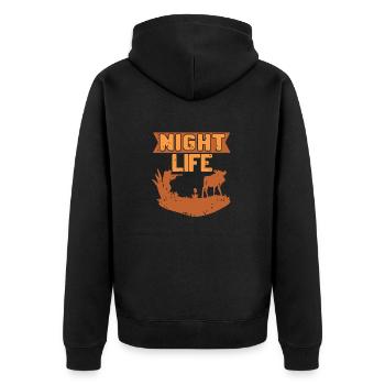 Vintage Night Life Awesome Hunting T-Shirt - Unisex Premium Bio Zip Hoodie - Schwarz - Hinten - Nico (187cm)