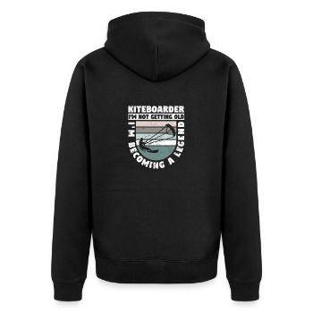 Kiteboarder Ich werde nicht alt, ich werde eine - Unisex Premium Bio Zip Hoodie - Schwarz - Hinten - Nico (187cm)