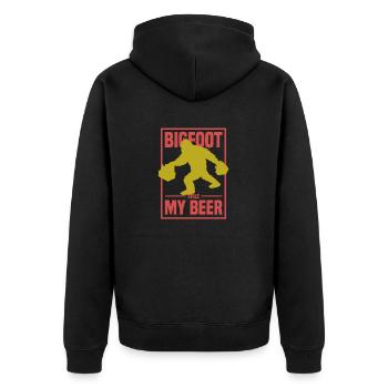 Bigfoot hat mein Bier gestohlen - Unisex Premium Bio Zip Hoodie - Schwarz - Hinten - Nico (187cm)
