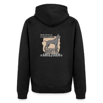 Cooles Hundehalter Motiv Dogge Deutsche Dogge - Unisex Premium Bio Zip Hoodie - Schwarz - Hinten - Nico (187cm)