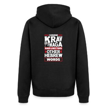 Martial Arts Self Defense Krav Maga Funny Pun - Unisex Premium Bio Zip Hoodie - Schwarz - Hinten - Nico (187cm)