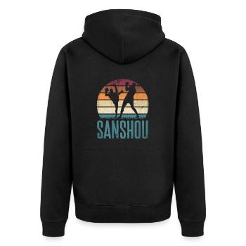 Arts martiaux chinois Sanshou Boxe chinoise - Veste à capuche bio Premium Unisexe - noir - Dos - Nico (187cm)