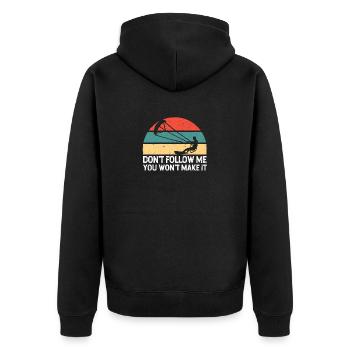 Don't Follow Me You Won't Make It Funny Kitesurfer - Unisex Premium Organic Zip Hoodie - black - Back - Nico (187cm)