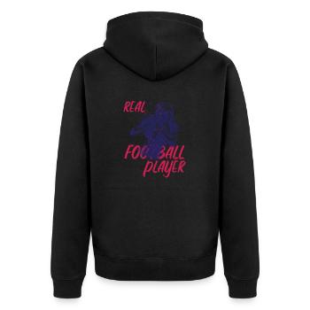 Echter Fußballspieler - Unisex Premium Bio Zip Hoodie - Schwarz - Hinten - Nico (187cm)