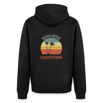 Cool Retro Design Summer Love Beach Palm Trees - Unisex Premium Organic Zip Hoodie - black - Back - Nico (187cm)