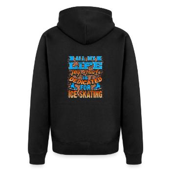 My Heart Is Dedicated For Ice Skating T-Shirt - Unisex Premium Bio Zip Hoodie - Schwarz - Hinten - Nico (187cm)