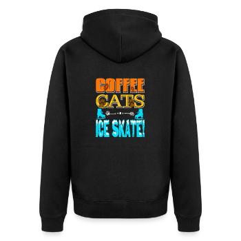Patin à glace Coffee Cats! Thé de patinage sur glace génial - Veste à capuche bio Premium Unisexe - noir - Dos - Nico (187cm)