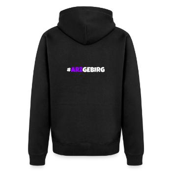 Arzgebirg mei Haamit - Unisex Premium Bio Zip Hoodie - Schwarz - Hinten - Nico (187cm)