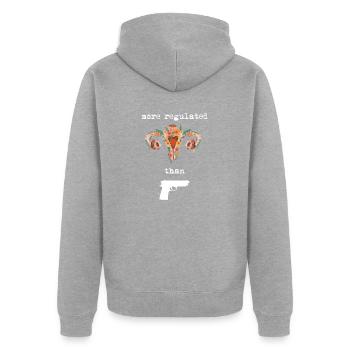 More regulated than guns - Unisex Premium Organic Zip Hoodie - heather grey - Back - Nico (187cm)