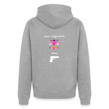 More regulated than guns - Unisex Premium Organic Zip Hoodie - heather grey - Back - Nico (187cm)