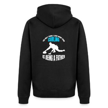 Curling Stein Vater Curl Papa Curler Curlingstein - Unisex Premium Bio Zip Hoodie - Schwarz - Hinten - Nico (187cm)