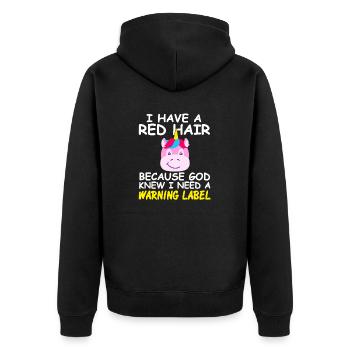 I Have A Red Hair Funny Unicorn Designs Tee - Unisex Premium Bio Zip Hoodie - Schwarz - Hinten - Nico (187cm)