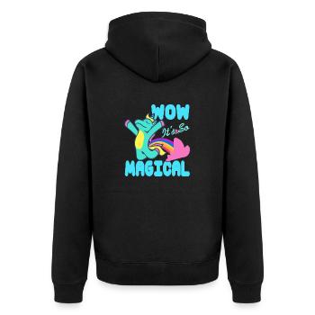 WOW C’est tellement magique Génial Licorne T-Shirt - Veste à capuche bio Premium Unisexe - noir - Dos - Nico (187cm)