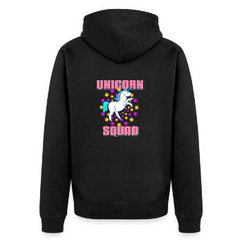 Unicorn Squad Awesome Dazzling T-Shirt Present - Unisex Premium Organic Zip Hoodie - black - Back - Nico (187cm)