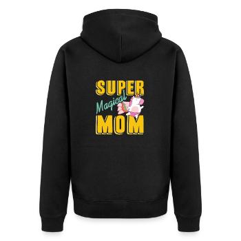 Super Magical Mom Cute Unicorn T-Shirt Present - Unisex Premium Bio Zip Hoodie - Schwarz - Hinten - Nico (187cm)