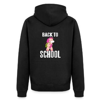 Back To School Cute Masked Unicorn Designs Present - Unisex Premium Bio Zip Hoodie - Schwarz - Hinten - Nico (187cm)