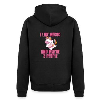 Vintage J’aime la musique et peut-être 3 personnes Licorne - Veste à capuche bio Premium Unisexe - noir - Dos - Nico (187cm)
