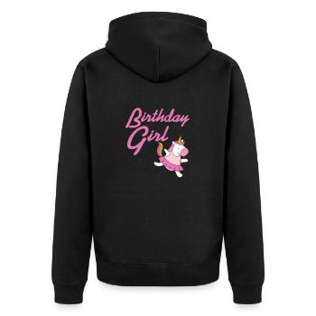 Cute Awesome Unicorn Birthday Girl T-Shirt Present - Unisex Premium Bio Zip Hoodie - Schwarz - Hinten - Nico (187cm)