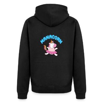 Mamacorn Best Mama Unicorn Cute T-Shirt Present - Unisex Premium Bio Zip Hoodie - Schwarz - Hinten - Nico (187cm)