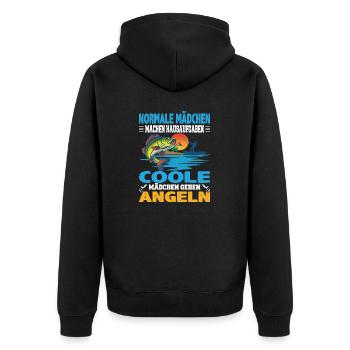 Normale Mädchen machen Hausaufgaben coole Mädchen - Unisex Premium Bio Zip Hoodie - Schwarz - Hinten - Nico (187cm)