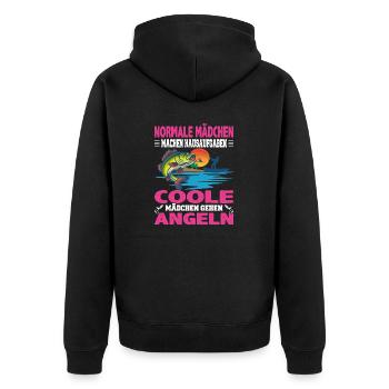 Normale Mädchen machen Hausaufgaben coole Mädchen - Unisex Premium Bio Zip Hoodie - Schwarz - Hinten - Nico (187cm)