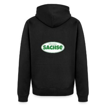 Erzgebirge meine Heimat - Unisex Premium Bio Zip Hoodie - Schwarz - Hinten - Nico (187cm)