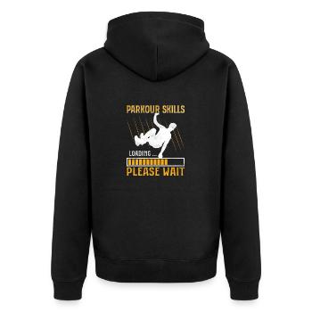 Parkour Skills Loading ... Please Wait Traceur Fr - Unisex Premium Organic Zip Hoodie - black - Back - Nico (187cm)