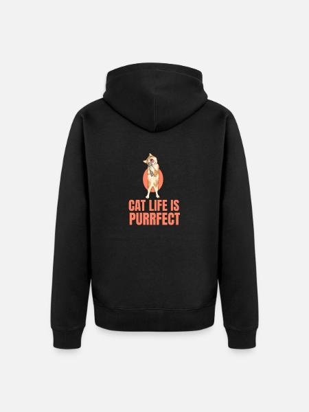 cat life is perfect - Unisex Premium Organic Zip Hoodie - black